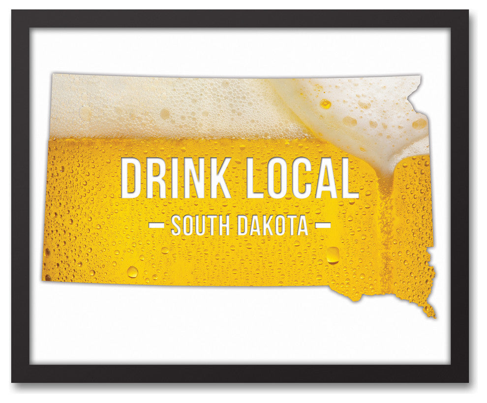 South Dakota Drink Local Beer Wall Art, Framed Canvas
