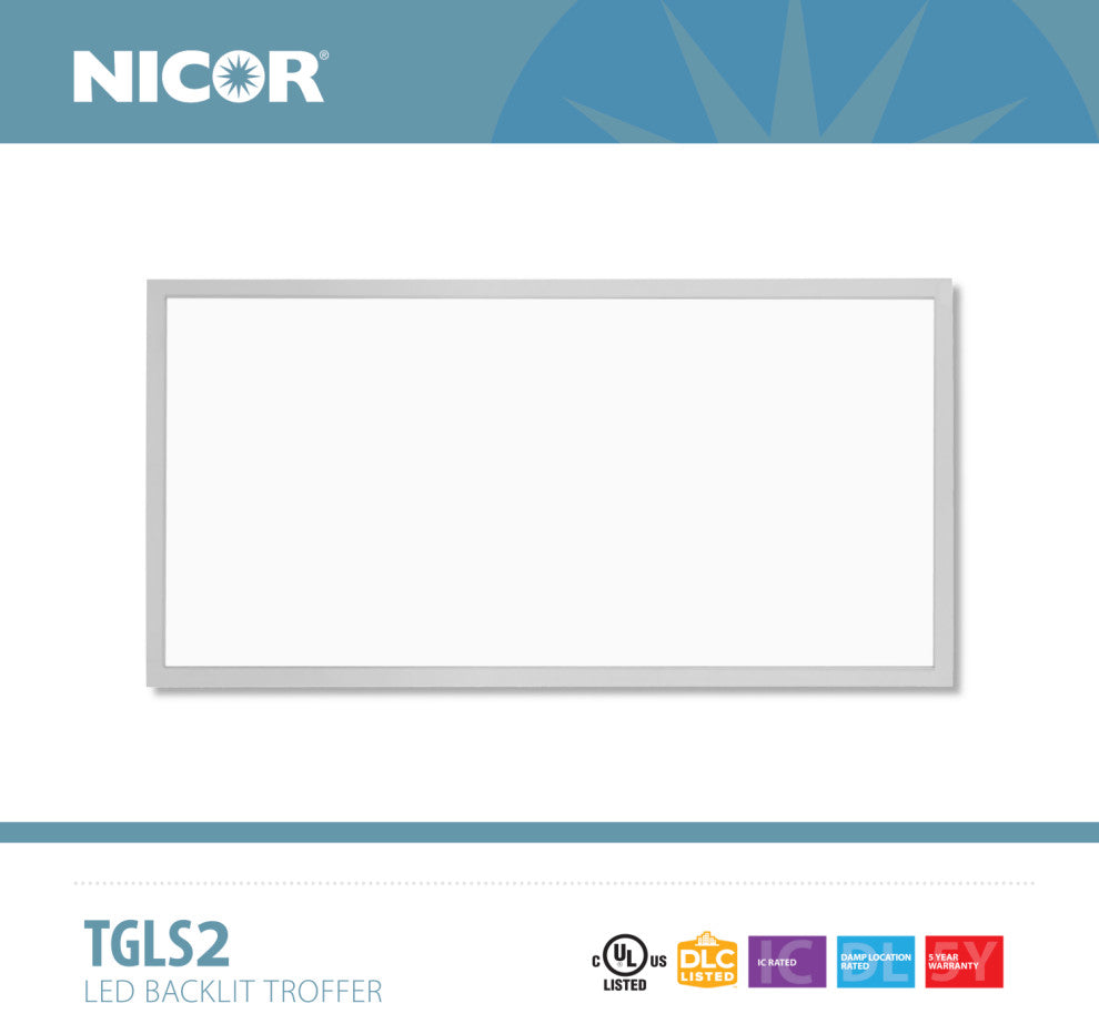 TGLS2 Series Double Select 2x4 Backlit LED Troffer, 2 Pack