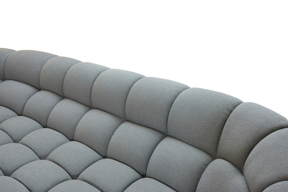 Yolonda, Modern Light Gray Curved Sectional Sofa