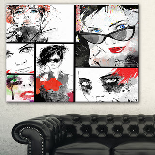 "Beautiful Faces Collage" Portrait Digital Art Canvas Print