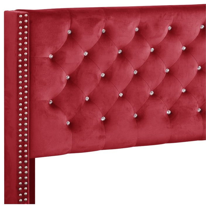 Chester Upholstered Velvet Bed, Cherry, King