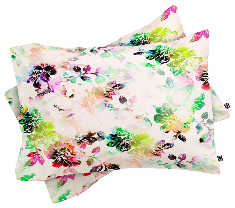 Deny Designs Cayenablanca Romantic Flowers Pillow Shams, Queen