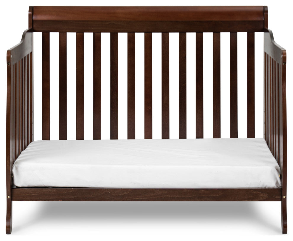 Baby Mile Eve 4-in-1 Convertible Crib With Guardrail, Espresso