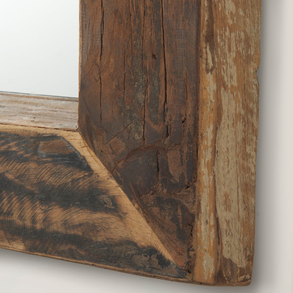 Gerome Brown Solid Wood Frame Rectangular Wall Mirror, 48" x 28"