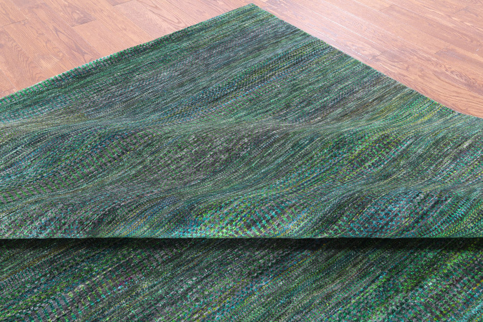 9' Square Hand-Knotted Super Savannah Gabbeh Wool and Silk Rug Q6121