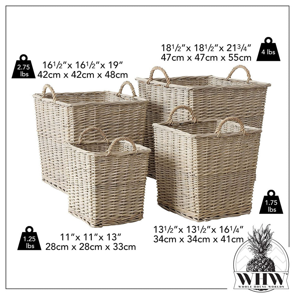 4 Piece Wicker Basket Set