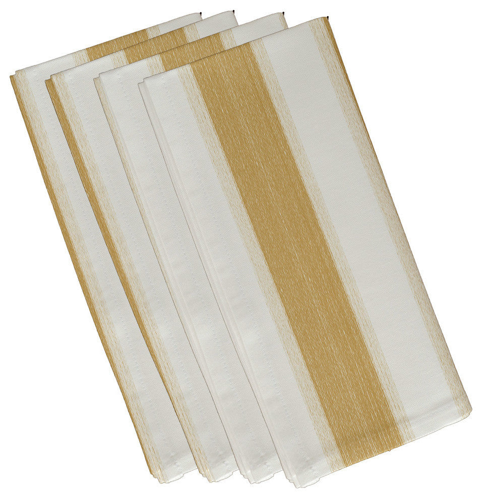 Striate Stripe Stripe Print Napkin, Gold, Set of 4