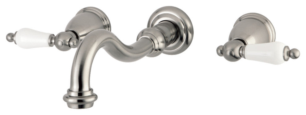KS3028PL Two-Handle Wall Mount Tub Faucet, Brushed Nickel