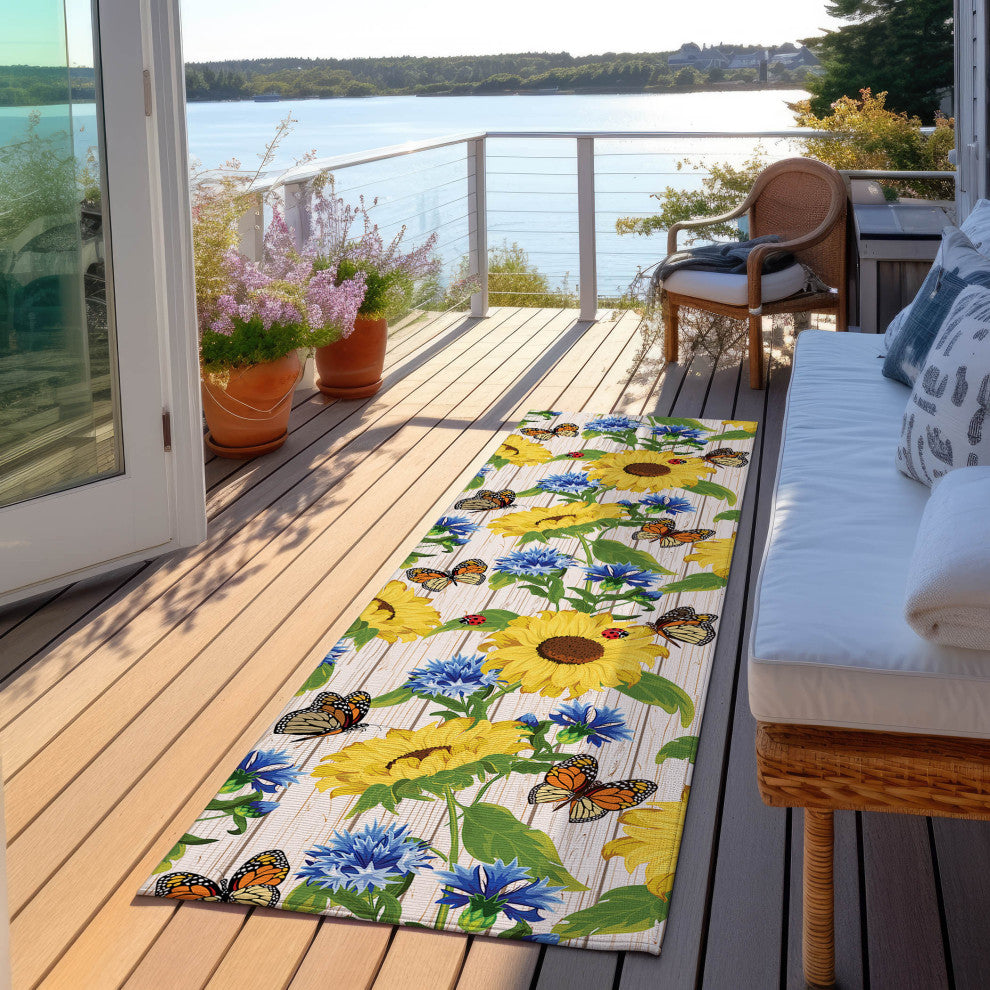 Indoor/Outdoor Kendall KE16 Putty Machine Washable 2'3" x 7'6" Runner Rug