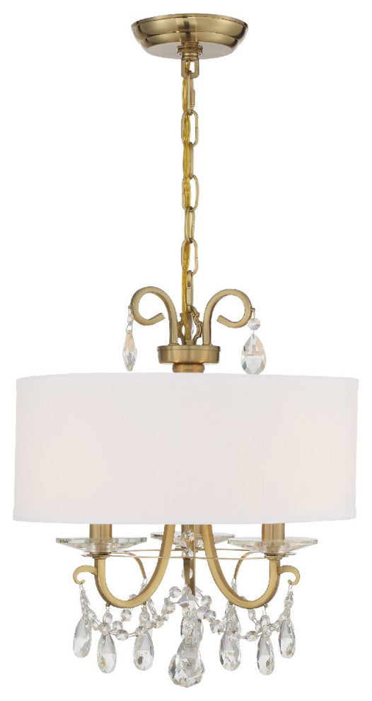 Crystorama 6623-VG-CL-MWP, 3-Light Chandelier, Vibrant Gold