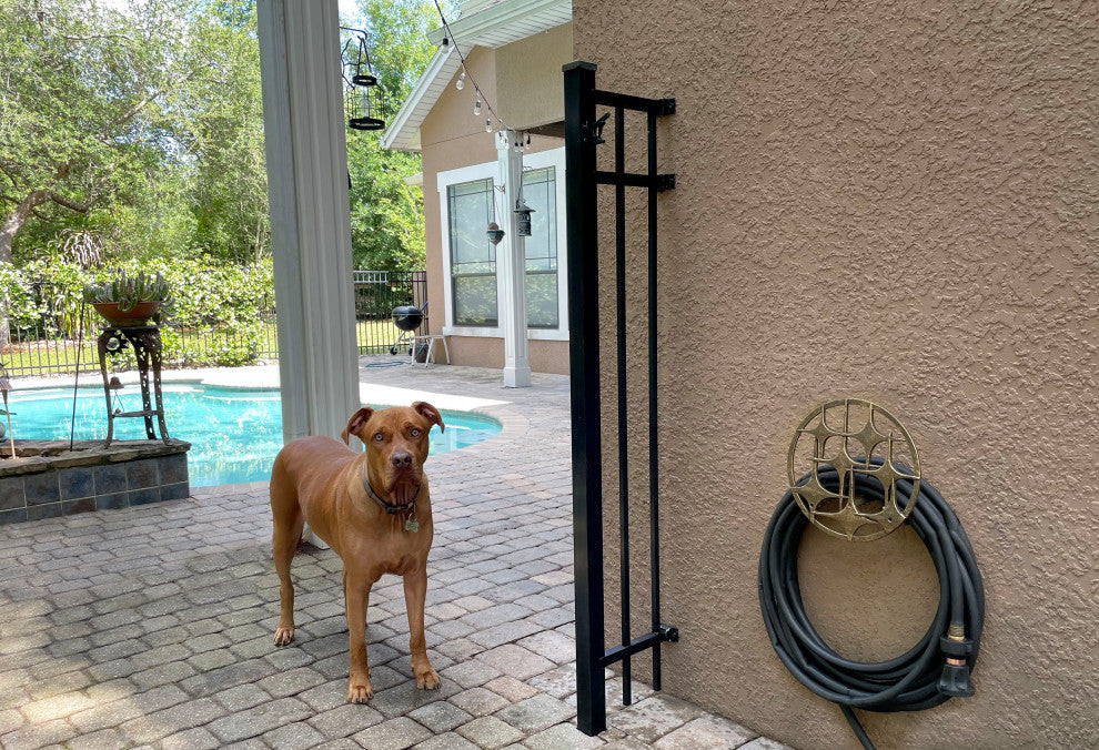 Cast Iron Mid Century Modern Stars Decorative Wall Mounted Garden Hose Holder