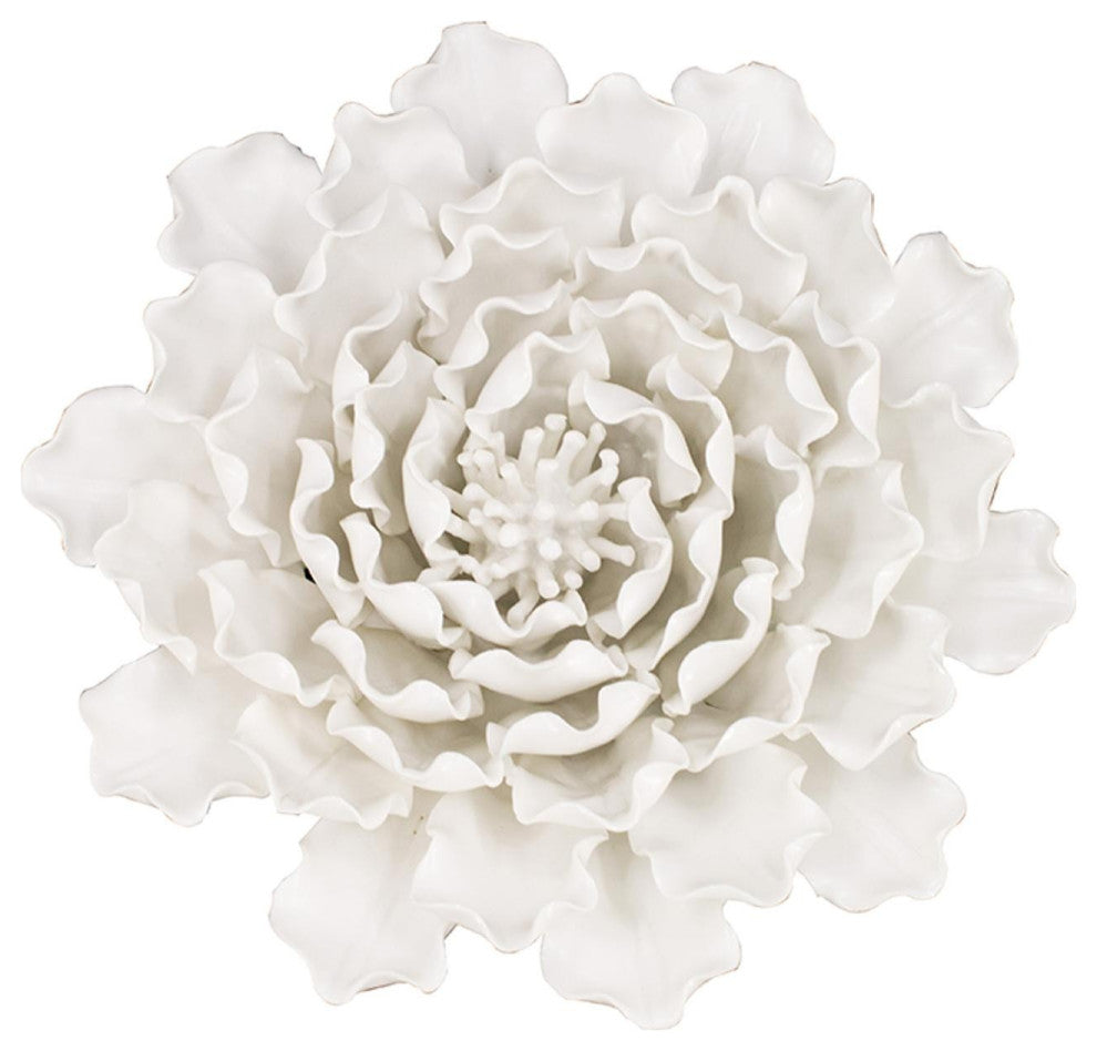 Cream Exaggerated 9" Ceramic Flower Wall Art