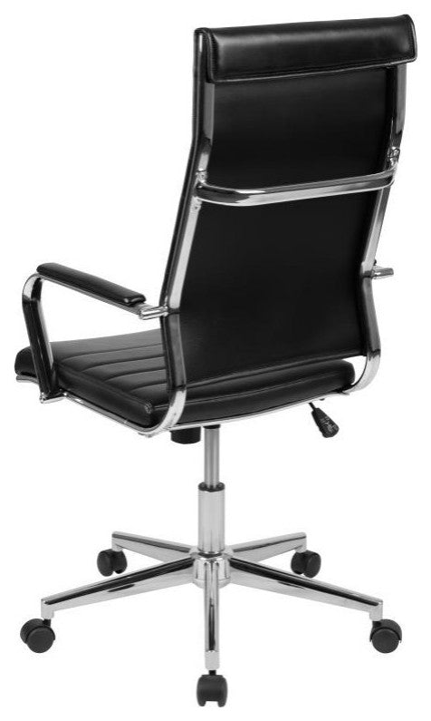 Hansel High Back LeatherSoft  Ribbed Executive Swivel Office Chair, Black
