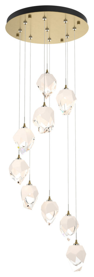 Chrysalis 9-Light Small Crystal Pendant Modern Brass Finish- Long, White Crystal