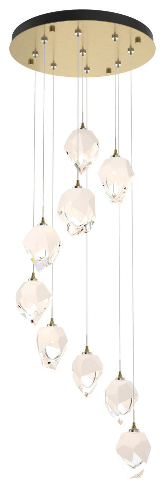 Chrysalis 9-Light Small Crystal Pendant Modern Brass Finish- Long, White Crystal
