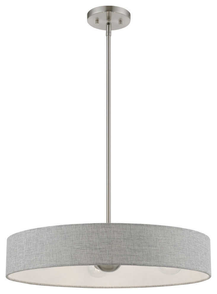 Elmhurst 4 Light Brushed Nickel With Shiny White Accents Medium Drum Pendant
