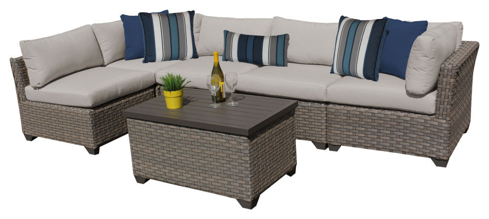 Monterey 6 Piece Outdoor Wicker Patio Furniture Set 06a, Beige