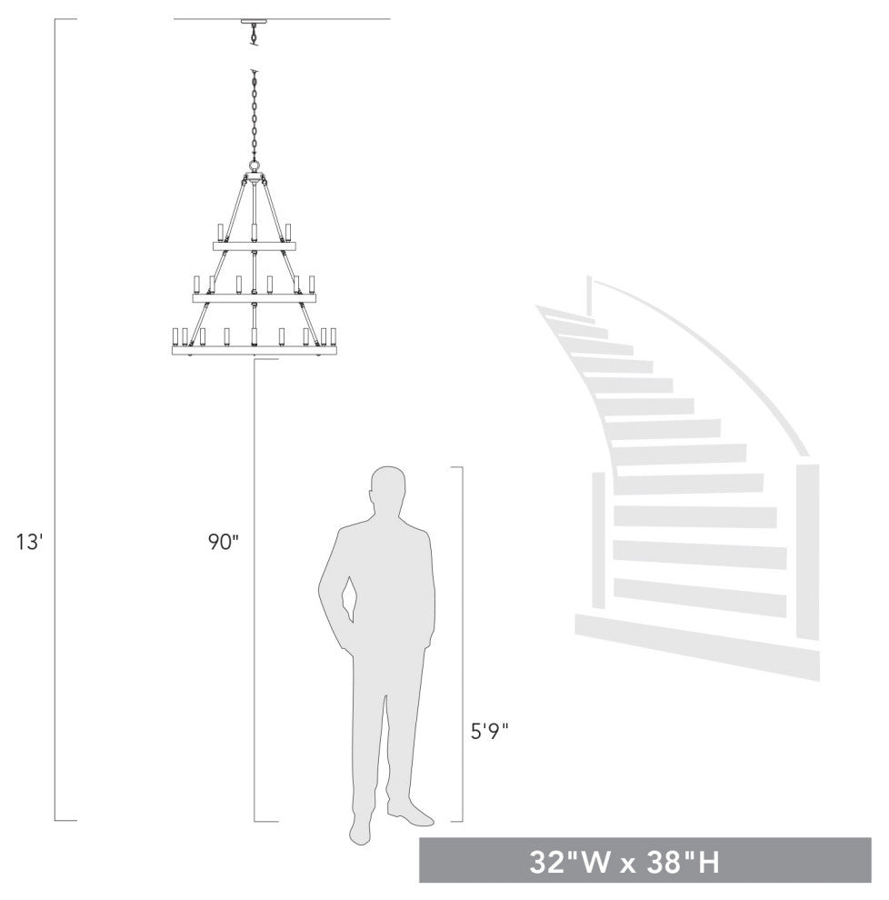 Golden Alastair 18-Light Transitional Chandelier in Matte Black