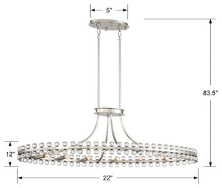 Clover 12 Light Chandelier in Brushed Nickel with Glass Ball