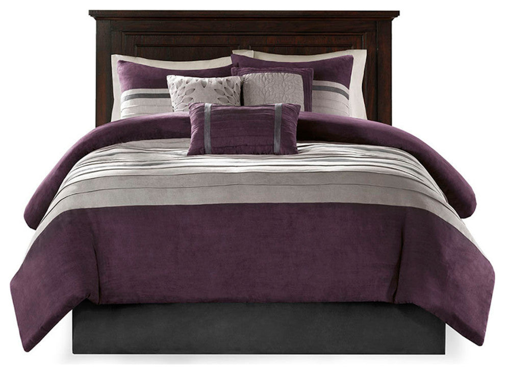 Madison Park Palmer Vera Microsuede 7-Piece Comforter Set, Purple