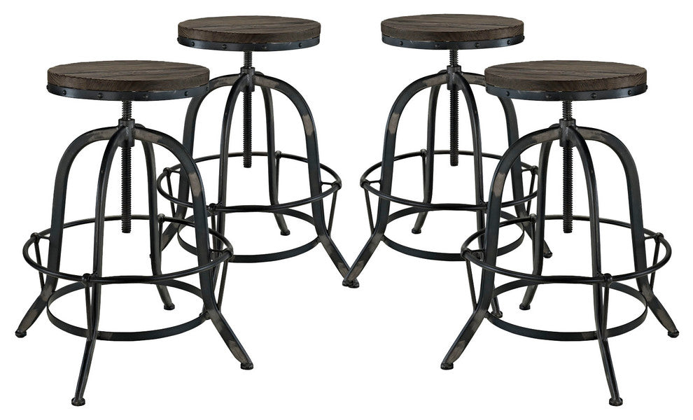 Industrial Modern Dining Bar Stools, Black Metal, Set of 4