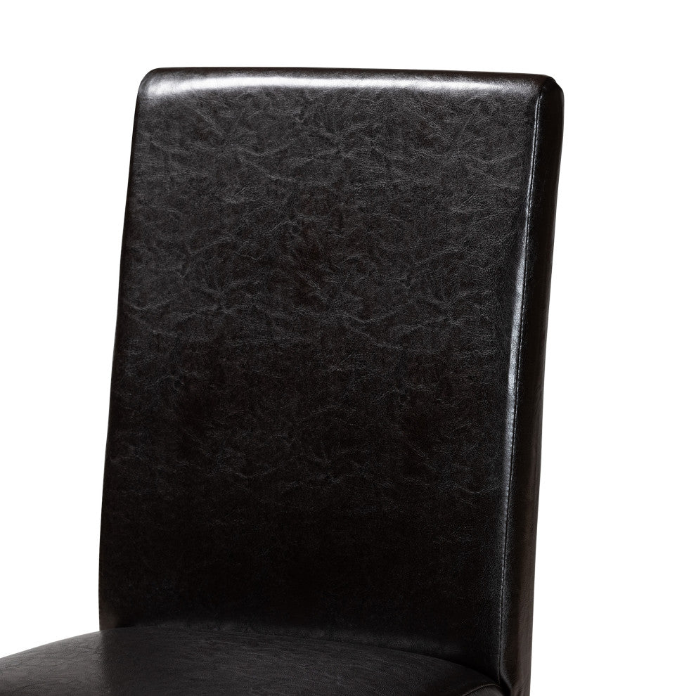 Everly Dark Brown Faux Leather 5-Piece Dining Set