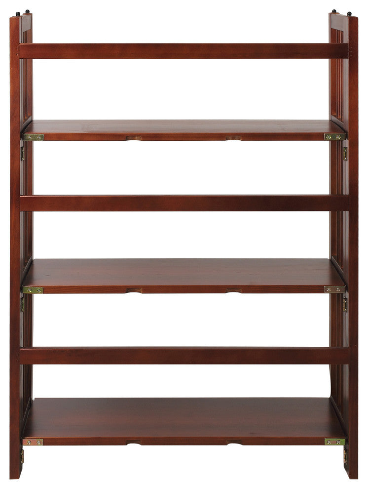 3 Shelf Folding Bookcase, Walnut, Large, 3 Shelf