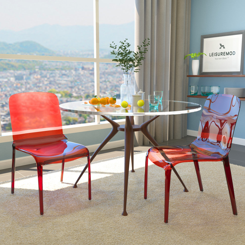 Leisuremod Murray Modern Dining Chair, Set Of Red