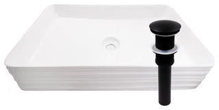 NP-208513 Rectangular Porcelain Sink w/ Grooved Exterior, Drain Option, Matte Black