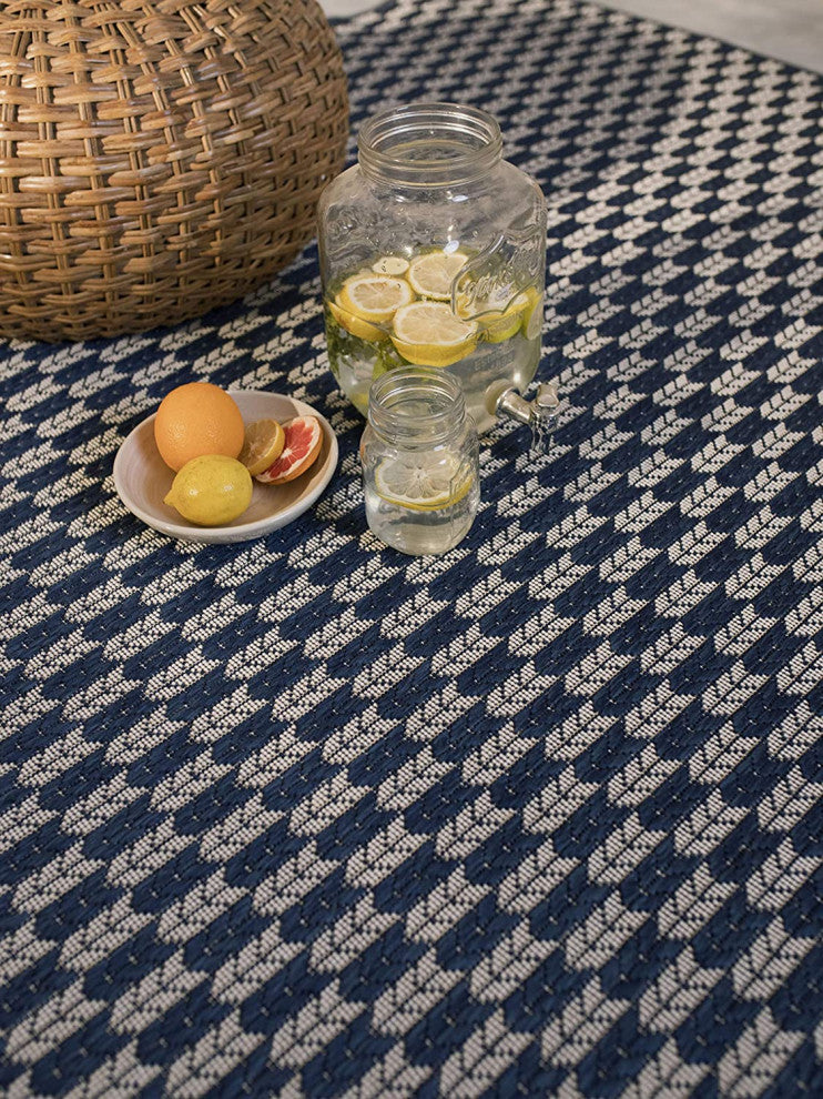 Outdoor Collection Geometric Rug - Bohemian Rug, Navy, 7'10"x10'