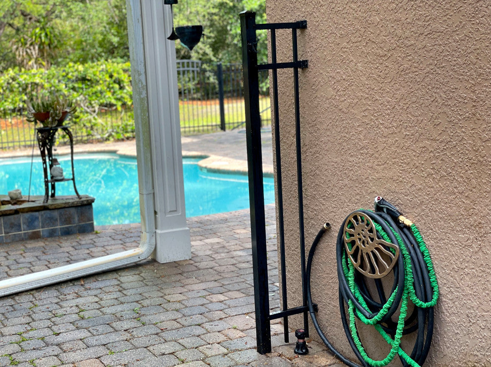 Bronze Cast Iron Nautilus Shell Garden Hose Holder Wall Mount Storage Hanger