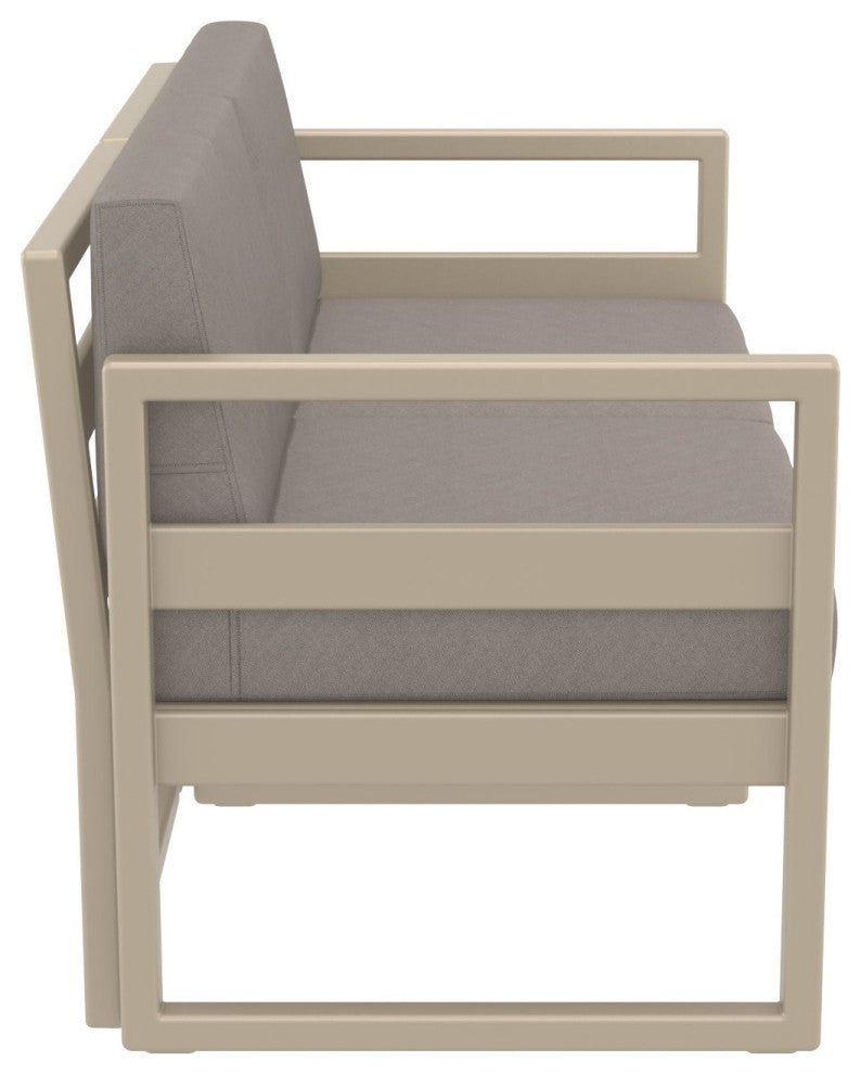 Mykonos Patio Loveseat Taupe With Acrylic Fabric Taupe Cushion