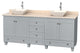 Acclaim Vanity, Oyster Gray, 80", Pyra Bone Porcelain, Ivory Marble