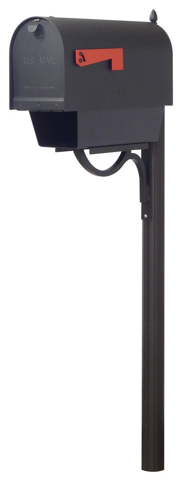 Titan Aluminum Curbside Mailbox With Paper Tube and Richland Mailbox Post