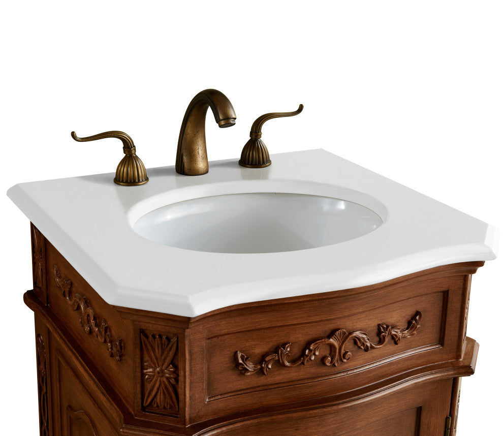 Bathroom Vanity, Teak, 21", Single Sink