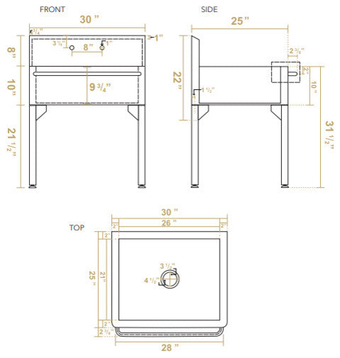 Brushed Stainless Steel Single Bowl Commerical Freestanding Utility Sink
