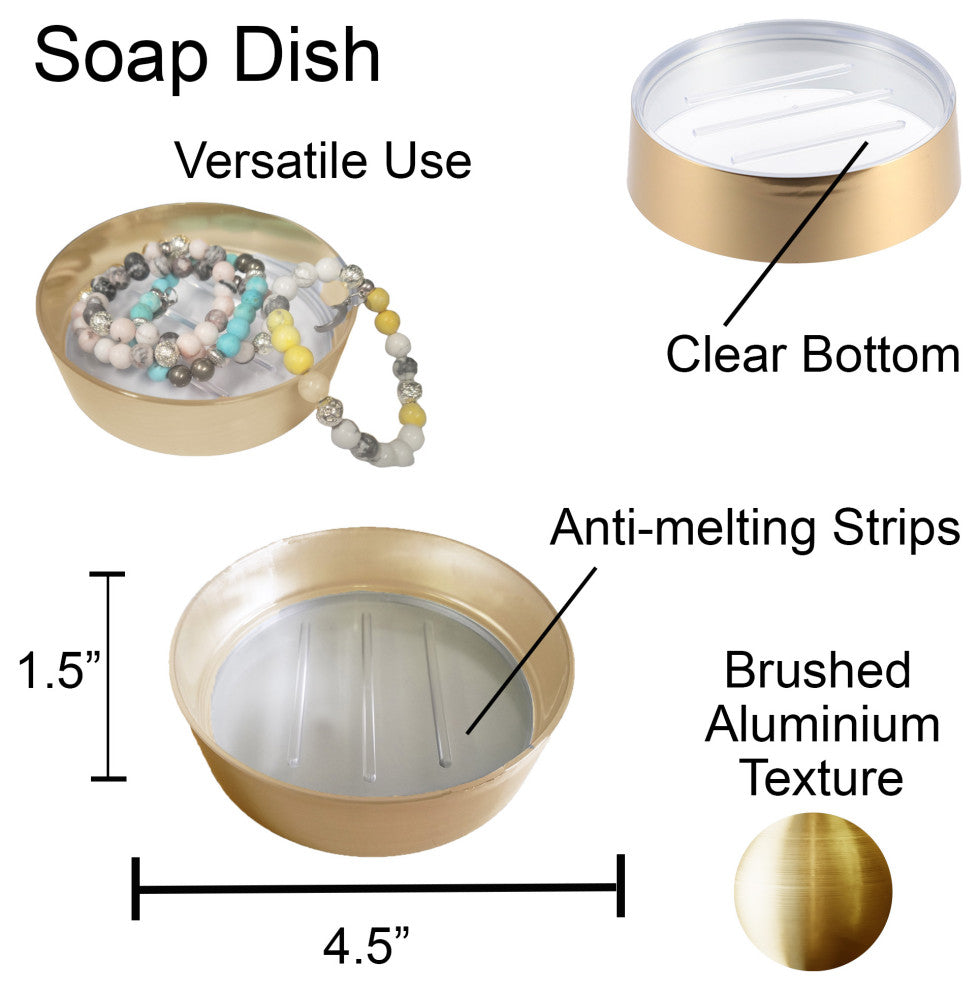 Brushed Gold Soap Dish Cup Dispenser Tray GOLDEN