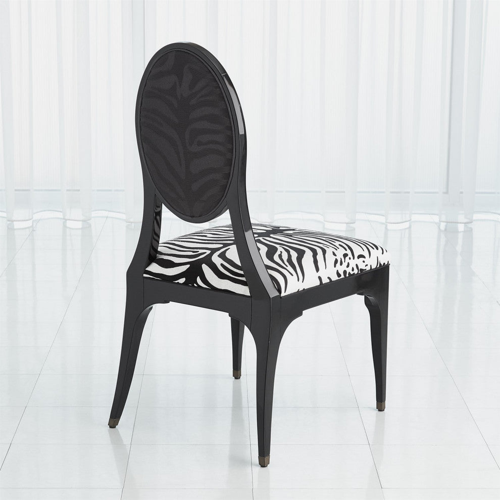 Art Deco Vintage Style Hollywood Zebra Black White Dining Chair Animal Print