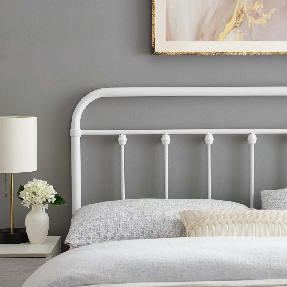 Sage King Metal Headboard - White