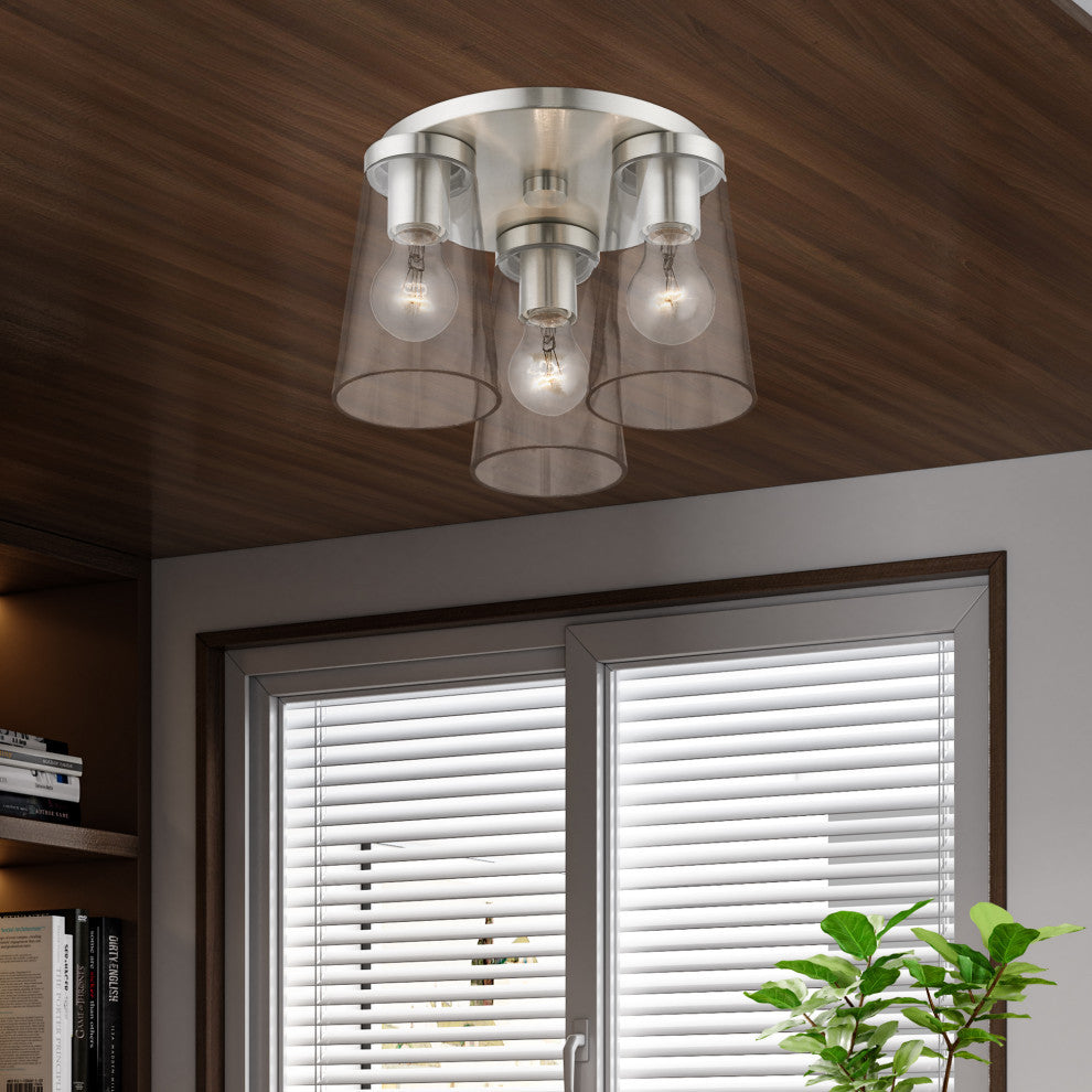 Cityview 3 Light Brushed Nickel Large Flush Mount