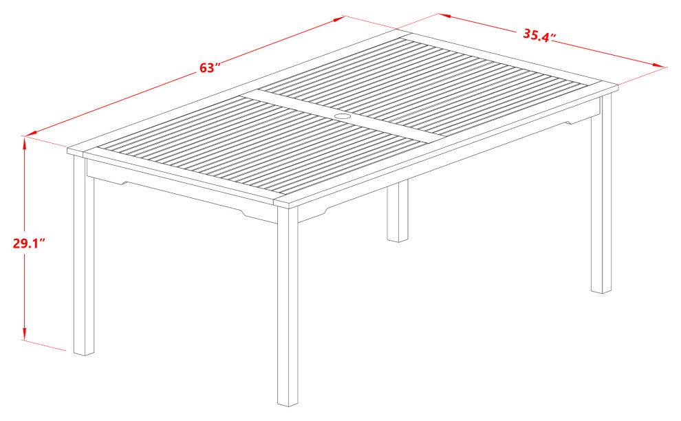 Rectangular Terrace Wood Dining Table, Natural Oil, Extension Butterfly Leaf