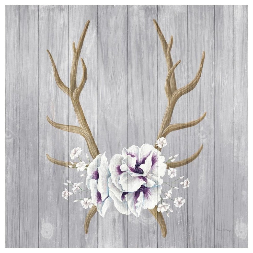 "Antlers and Poppies I Sq" Digital Paper Print by Elyse DeNeige, 26"x26"