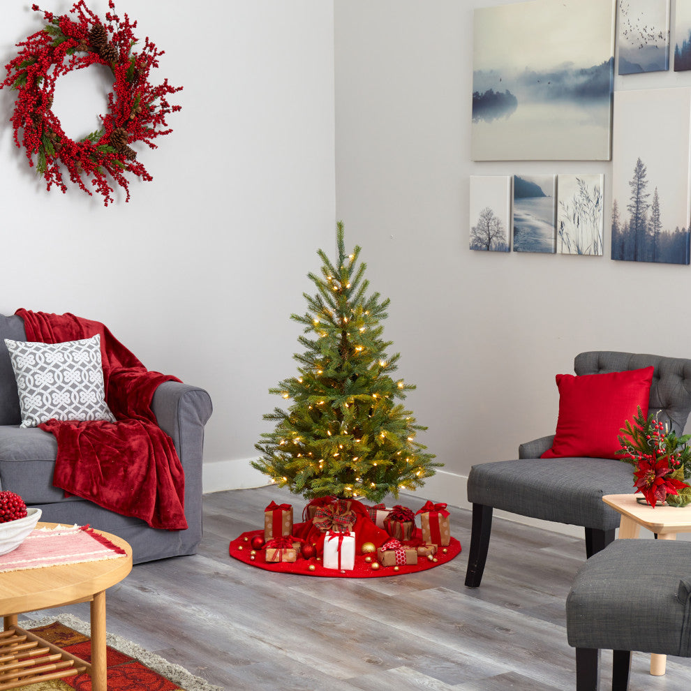 4' Prelit North Carolina Spruce Faux Christmas Tree