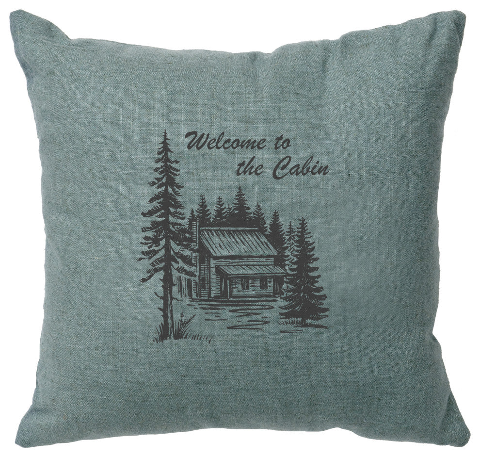 Image Pillow 16x16 Welcome Cabin Linen Ocean
