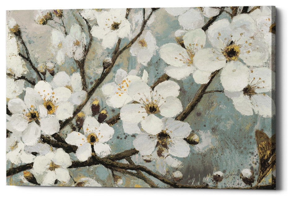 Epic Graffiti "Cherry Blossoms I BLUE" Giclee Canvas Wall Art, 40"x60"