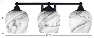 Paramount 3-Light Bath Bar, Matte Black, 6" Onyx Swirl Glass