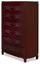 Dark Cherry Rosewood Dragon High Chinese Chest of Drawers