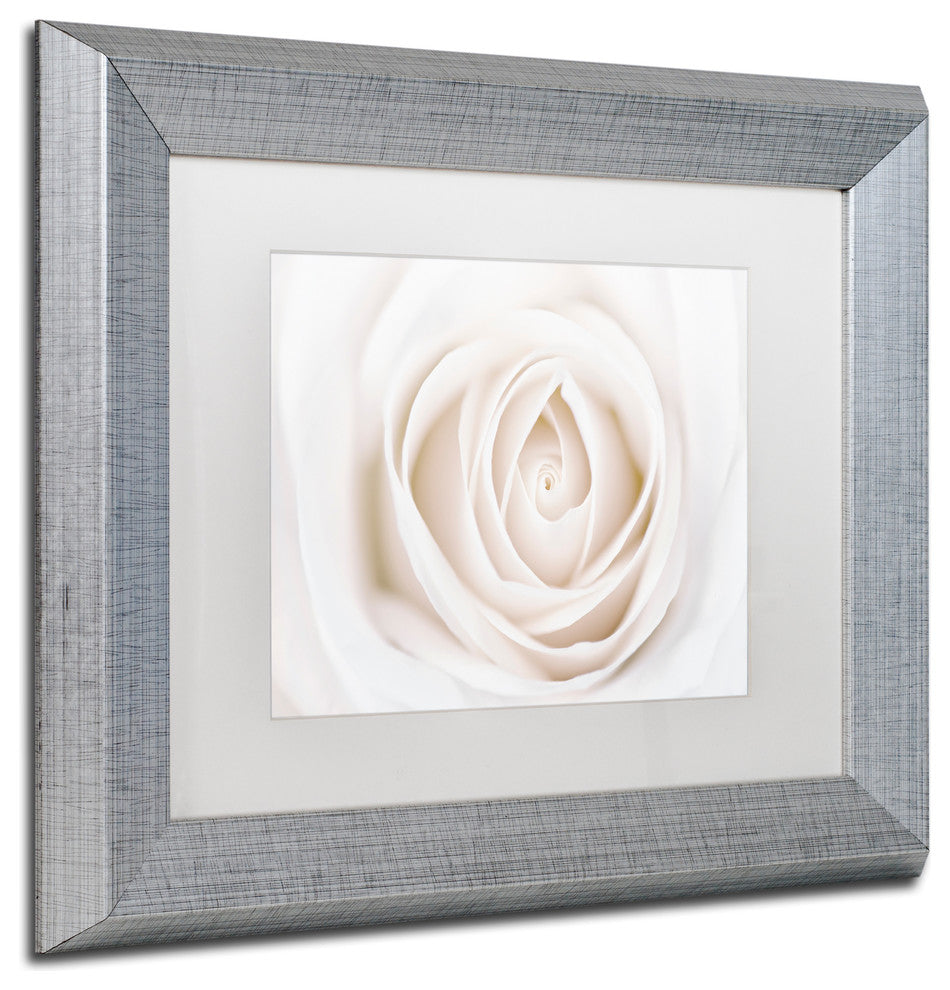 Cora Niele 'White Rose' Matted Framed Art