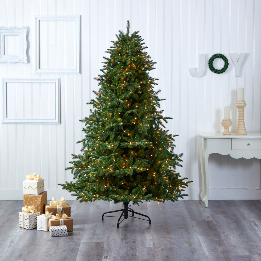 7' South Carolina Spruce Faux Xmas Tree W/500 White Lights & Bendable Branches