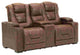 Benzara BM262327 Power Recliner Loveseat With Adjustable Storage Headrest, Brown